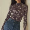 Women Wrap London Jersey Tops*Printed Jersey Top