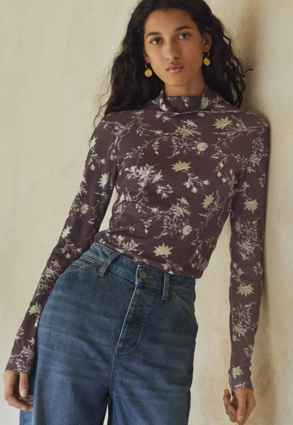 Women Wrap London Jersey Tops*Printed Jersey Top