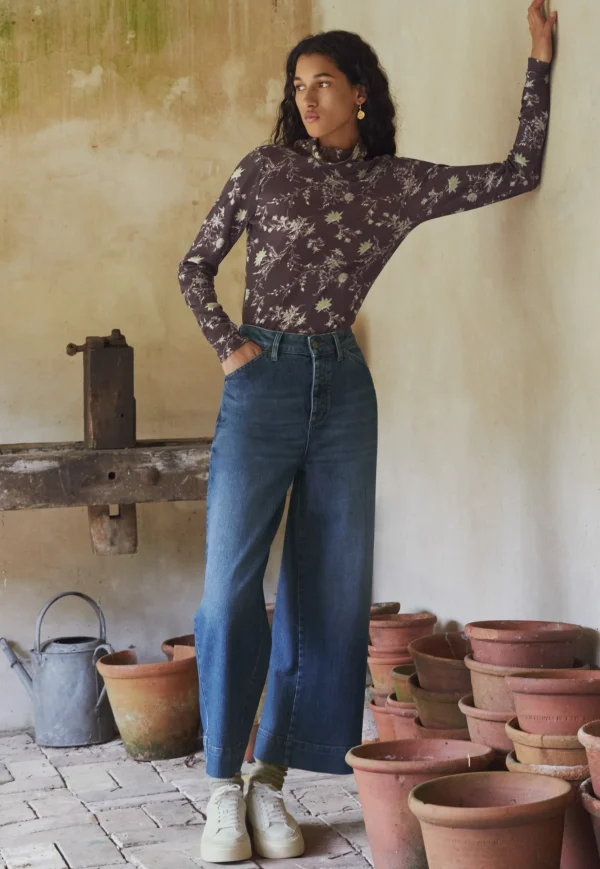 Women Wrap London Jersey Tops*Printed Jersey Top