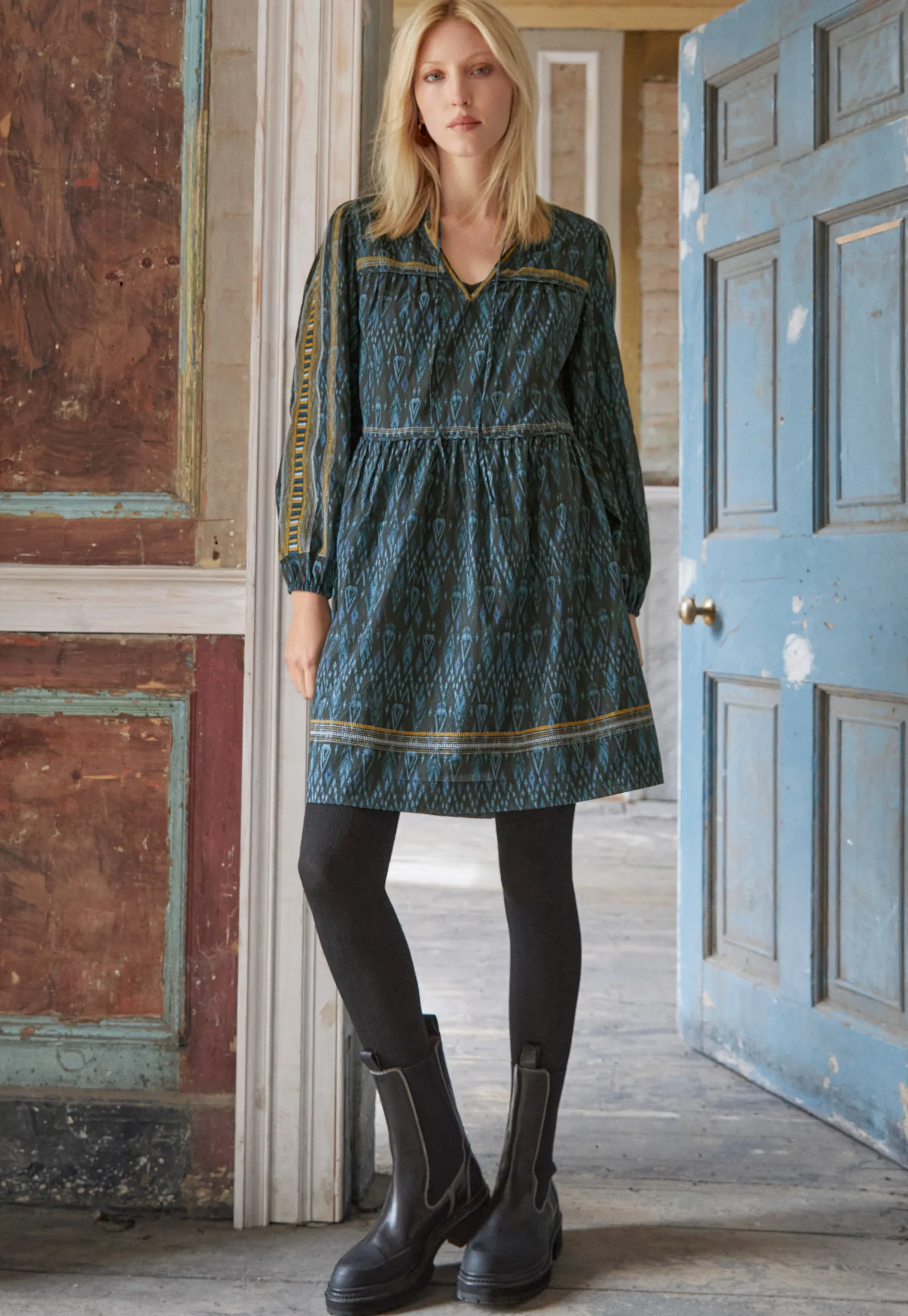 printed_notchneck_dress_3.webp Women Wrap London Dresses & Skirts*Printed Notch-Neck Dress