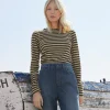 Women Wrap London Jersey Tops*Printed Striped Top