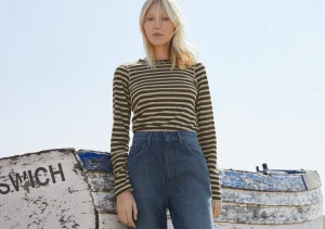 Women Wrap London Jersey Tops*Printed Striped Top