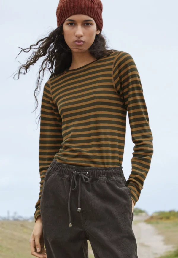 Women Wrap London Jersey Tops*Printed Striped Top