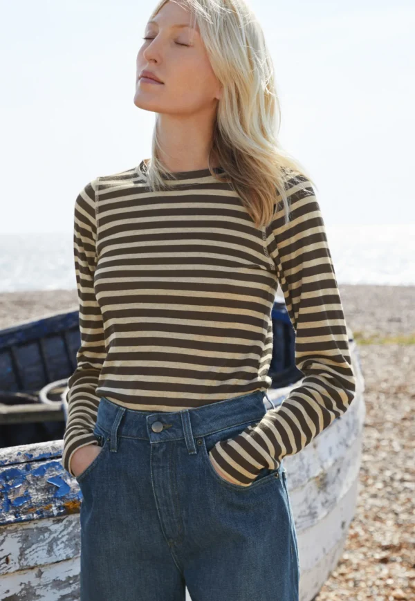 Women Wrap London Jersey Tops*Printed Striped Top