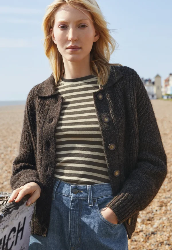 Women Wrap London Jersey Tops*Printed Striped Top