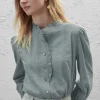 Women Wrap London Shirts & Tops*Ruffle-Neck Broderie Blouse