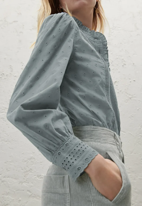 Women Wrap London Shirts & Tops*Ruffle-Neck Broderie Blouse