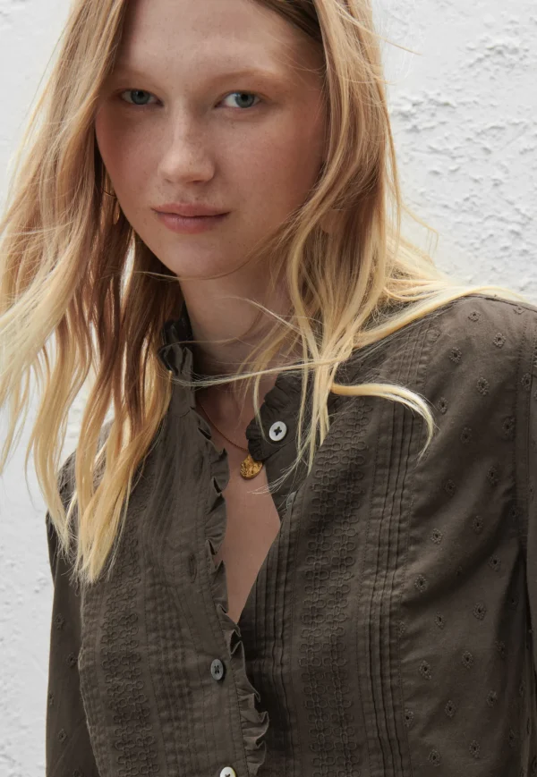 Women Wrap London Shirts & Tops*Ruffle-Neck Broderie Blouse