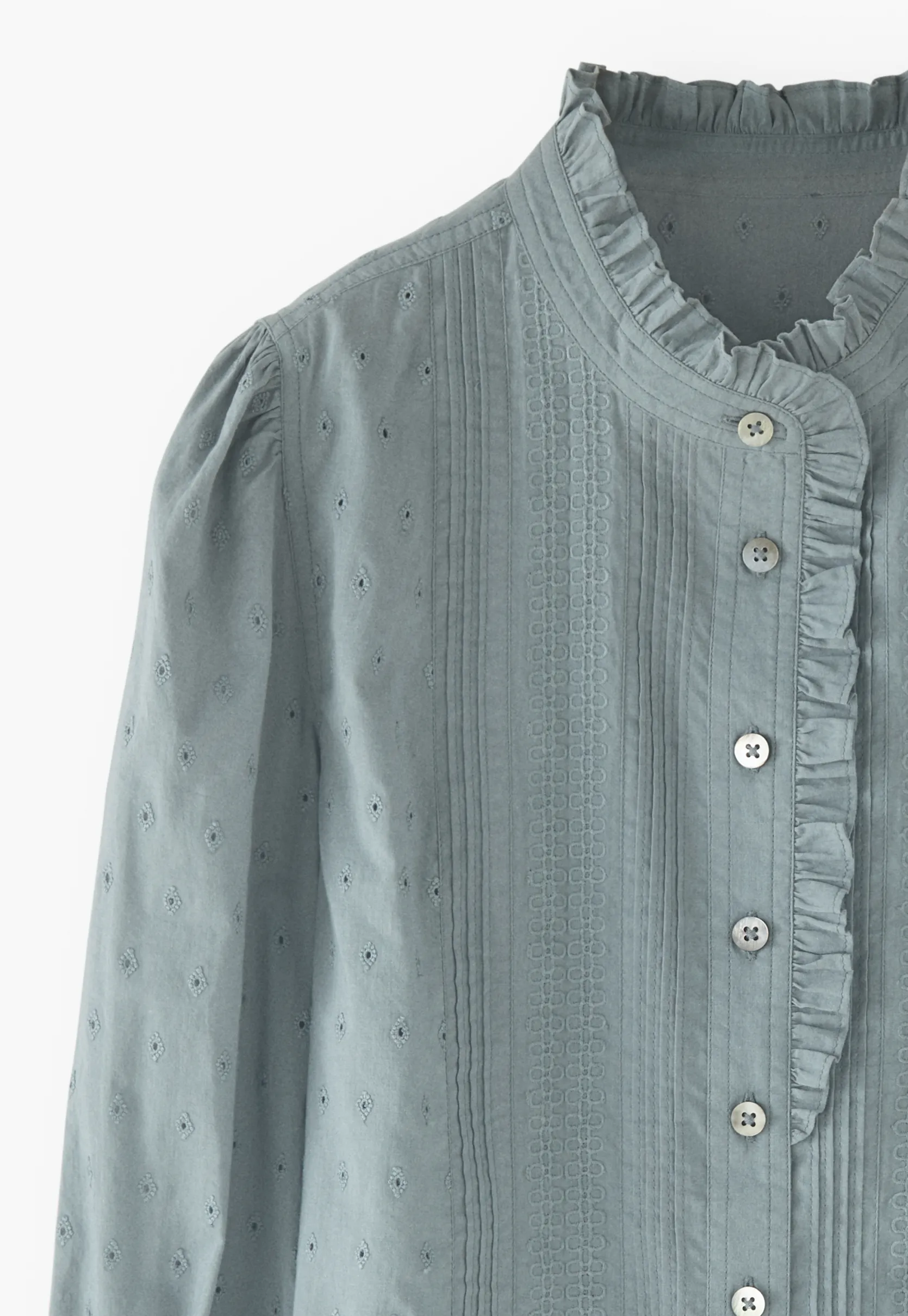 ruffleneck_broderie_blous_4-1.webp Women Wrap London Shirts & Tops*Ruffle-Neck Broderie Blouse