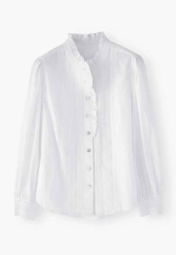 Women Wrap London Shirts & Tops*Ruffle-Neck Broderie Blouse