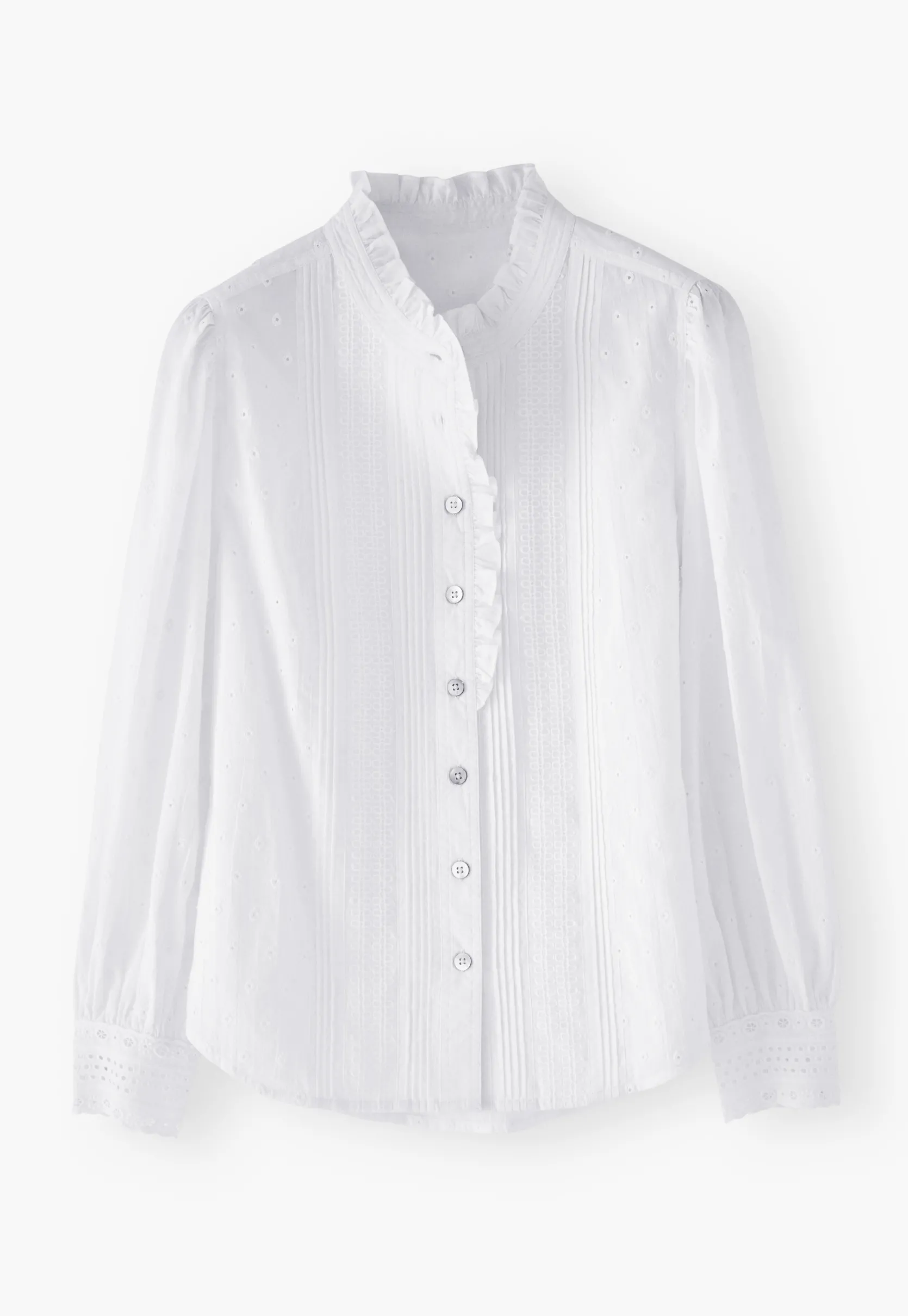 ruffleneck_broderie_blous_4-2.webp Women Wrap London Shirts & Tops*Ruffle-Neck Broderie Blouse