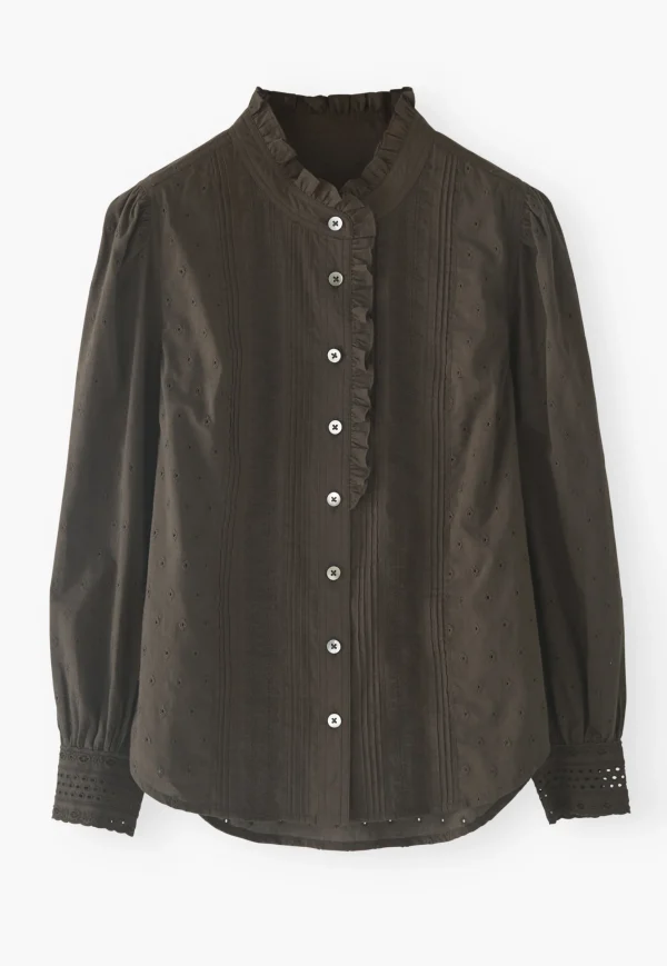 Women Wrap London Shirts & Tops*Ruffle-Neck Broderie Blouse