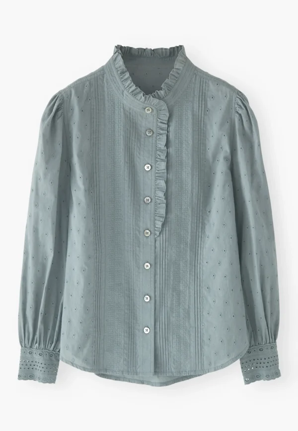 Women Wrap London Shirts & Tops*Ruffle-Neck Broderie Blouse