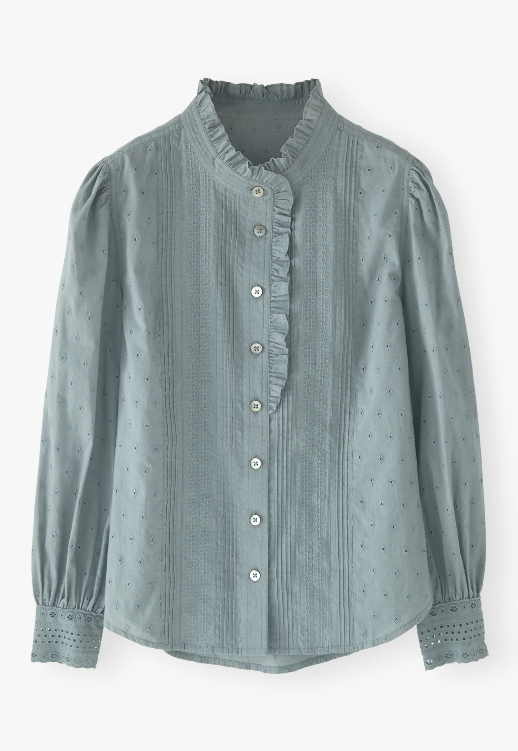 ruffleneck_broderie_blous_5-1.webp Women Wrap London Shirts & Tops*Ruffle-Neck Broderie Blouse