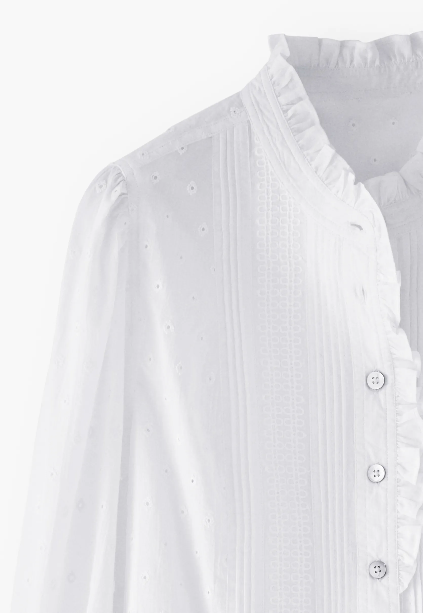 ruffleneck_broderie_blous_5-2.webp Women Wrap London Shirts & Tops*Ruffle-Neck Broderie Blouse