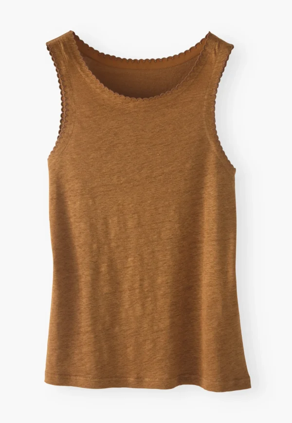 Women Wrap London Jersey Tops*Scallop-Edge Vest