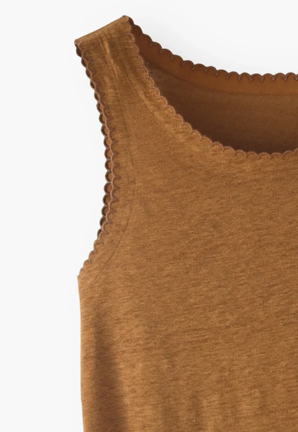 Women Wrap London Jersey Tops*Scallop-Edge Vest