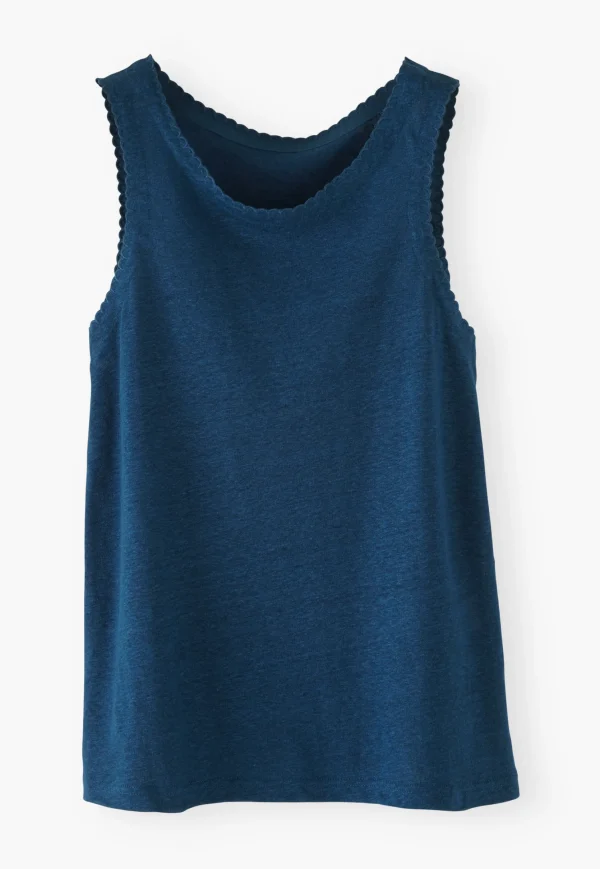 Women Wrap London Jersey Tops*Scallop-Edge Vest