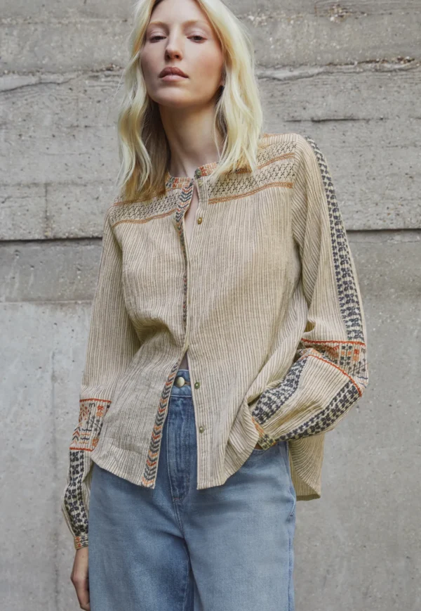 Women Wrap London Shirts & Tops*Striped Embroidered Blouse