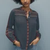 Women Wrap London Shirts & Tops*Striped Embroidered Blouse