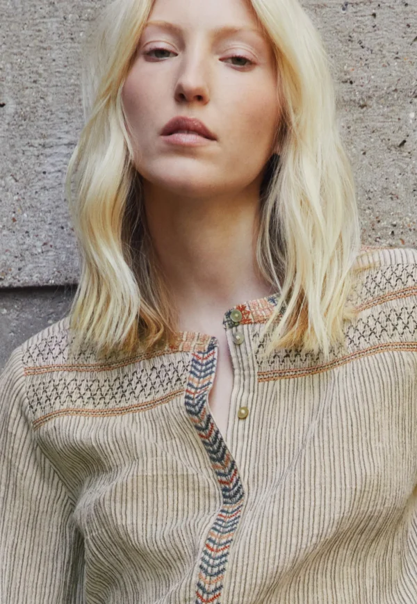 Women Wrap London Shirts & Tops*Striped Embroidered Blouse
