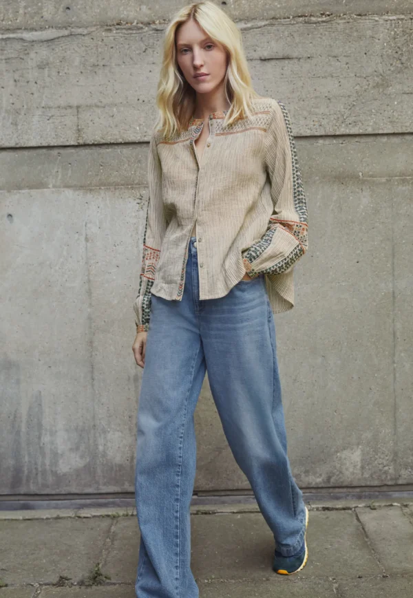 Women Wrap London Shirts & Tops*Striped Embroidered Blouse