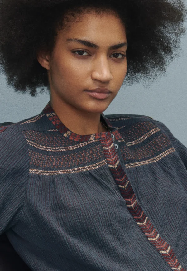 Women Wrap London Shirts & Tops*Striped Embroidered Blouse