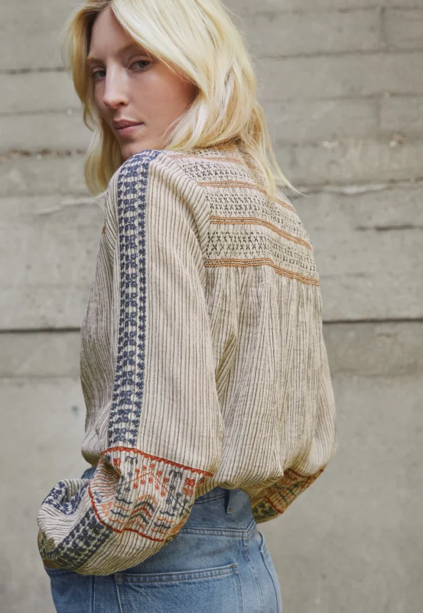 Women Wrap London Shirts & Tops*Striped Embroidered Blouse