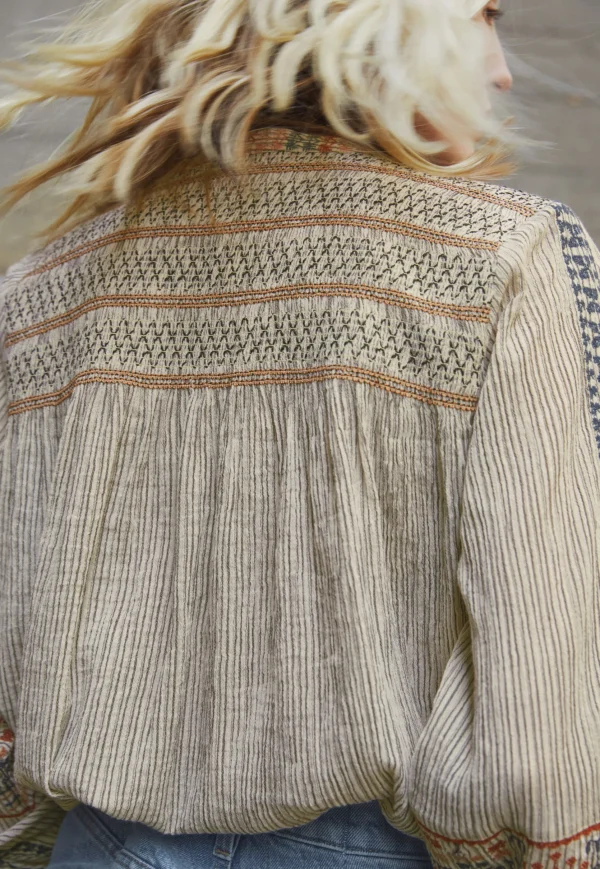 Women Wrap London Shirts & Tops*Striped Embroidered Blouse