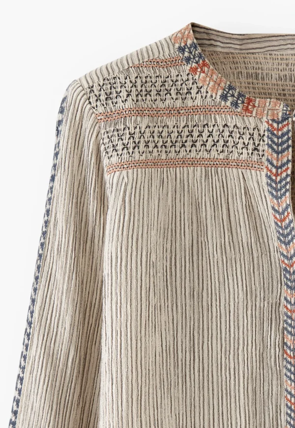 Women Wrap London Shirts & Tops*Striped Embroidered Blouse