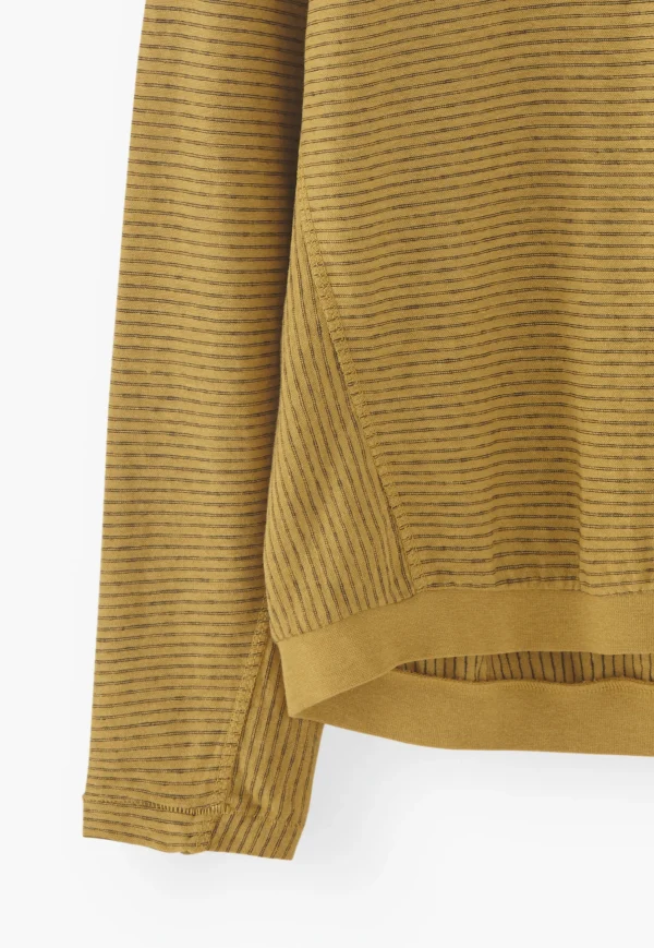 Women Wrap London Jersey Tops*Striped Funnel-Neck Top