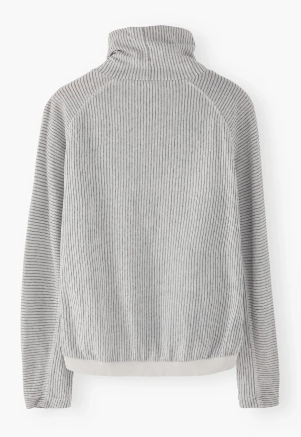 Women Wrap London Jersey Tops*Striped Funnel-Neck Top