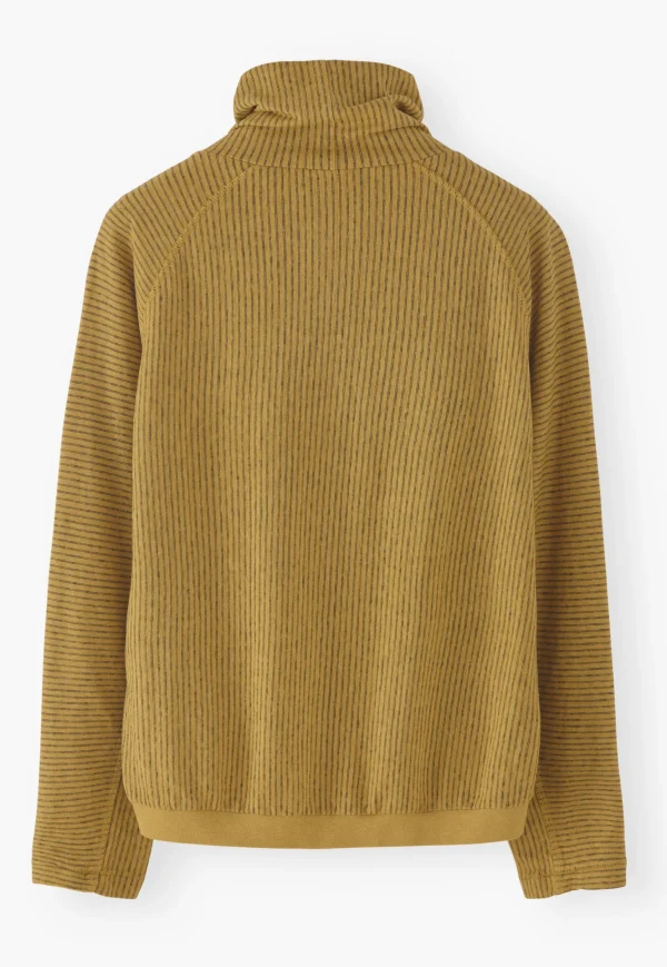 Women Wrap London Jersey Tops*Striped Funnel-Neck Top