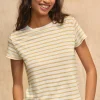 Women Wrap London Jersey Tops*Striped T-Shirt