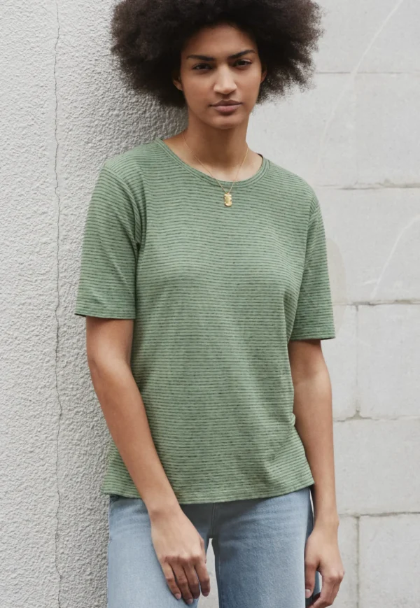 Women Wrap London Jersey Tops*Striped T-Shirt