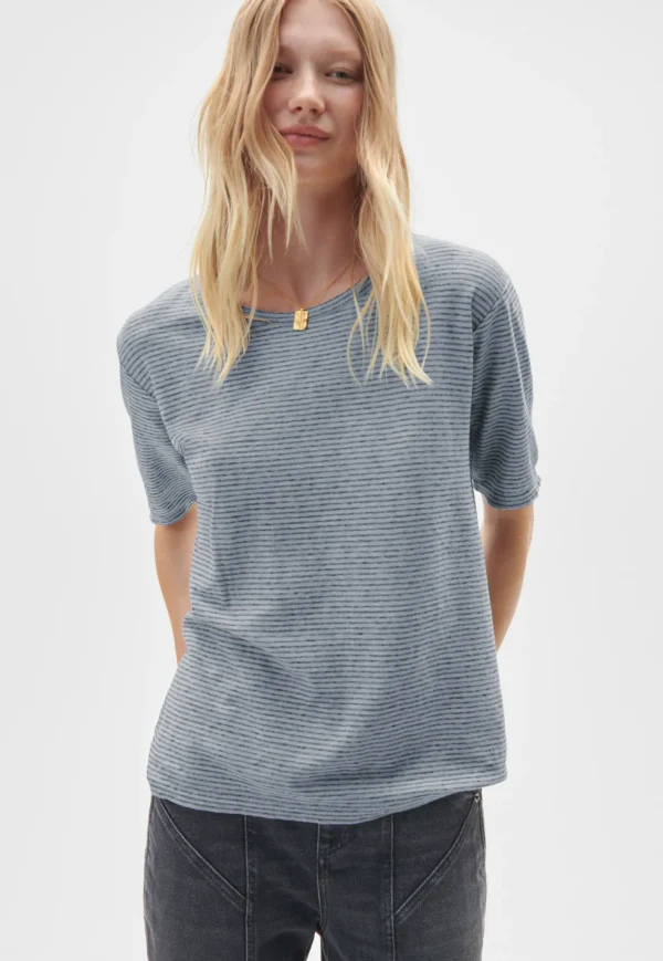 Women Wrap London Jersey Tops*Striped T-Shirt