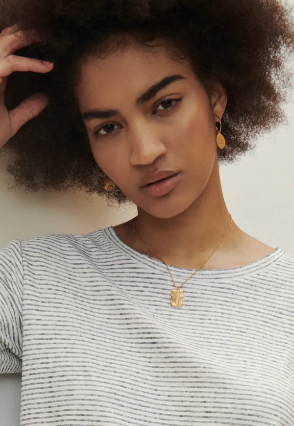 Women Wrap London Jersey Tops*Striped T-Shirt