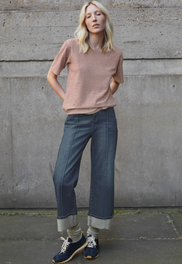 Women Wrap London Jersey Tops*Striped T-Shirt