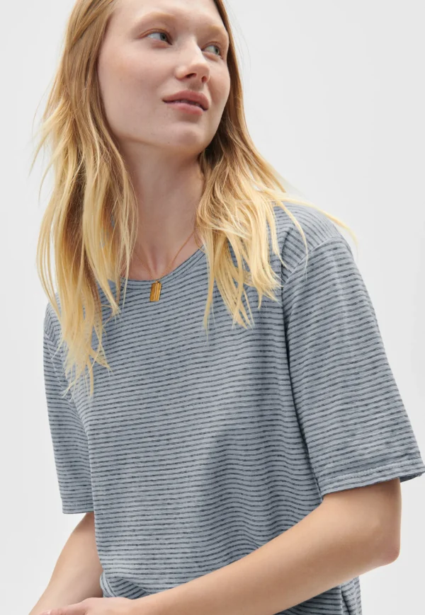 Women Wrap London Jersey Tops*Striped T-Shirt
