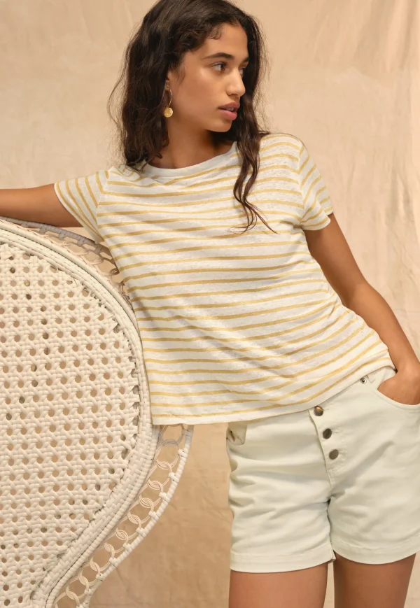 Women Wrap London Jersey Tops*Striped T-Shirt