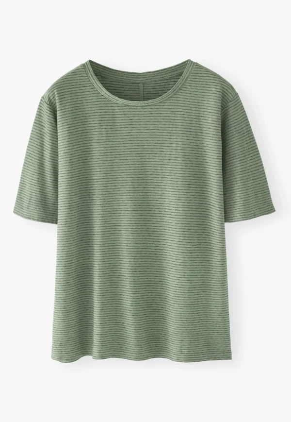 Women Wrap London Jersey Tops*Striped T-Shirt