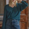 Women Wrap London Jersey Tops*Striped V-Neck Top