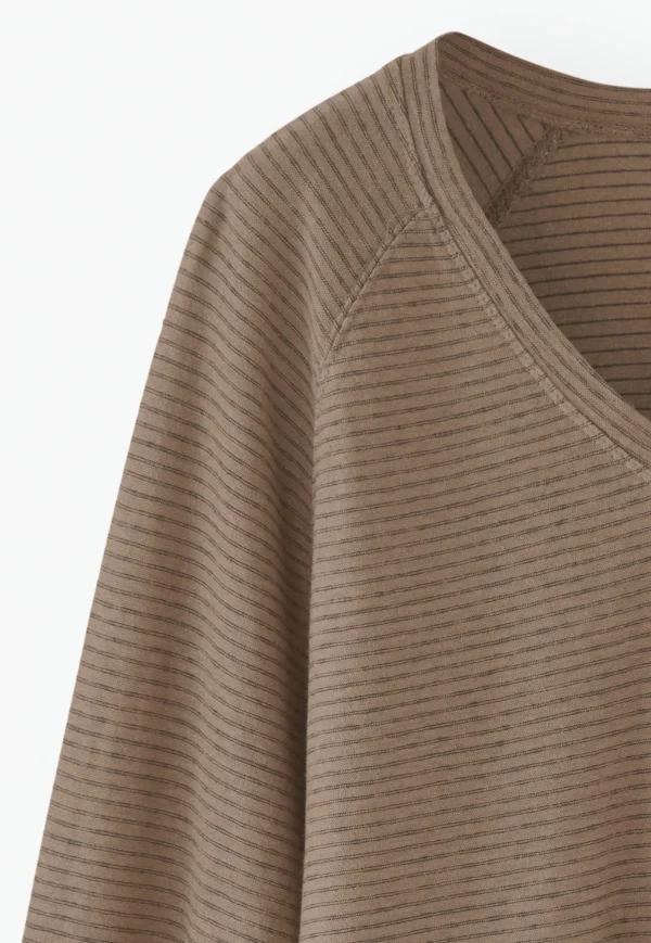 Women Wrap London Jersey Tops*Striped V-Neck Top