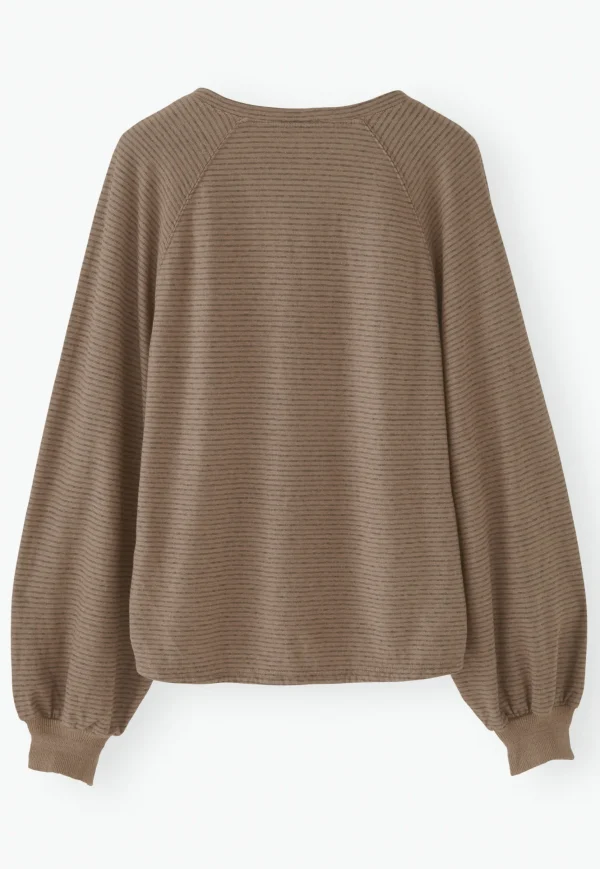 Women Wrap London Jersey Tops*Striped V-Neck Top