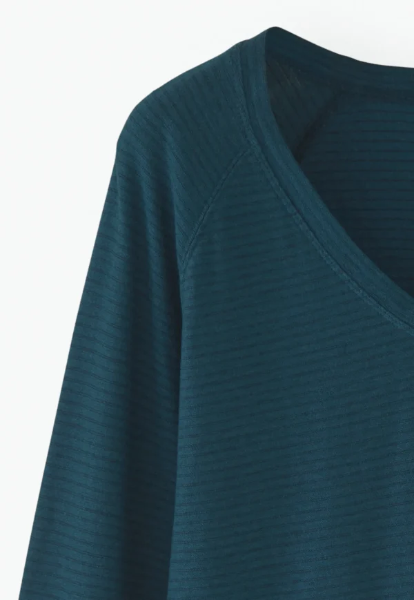 Women Wrap London Jersey Tops*Striped V-Neck Top