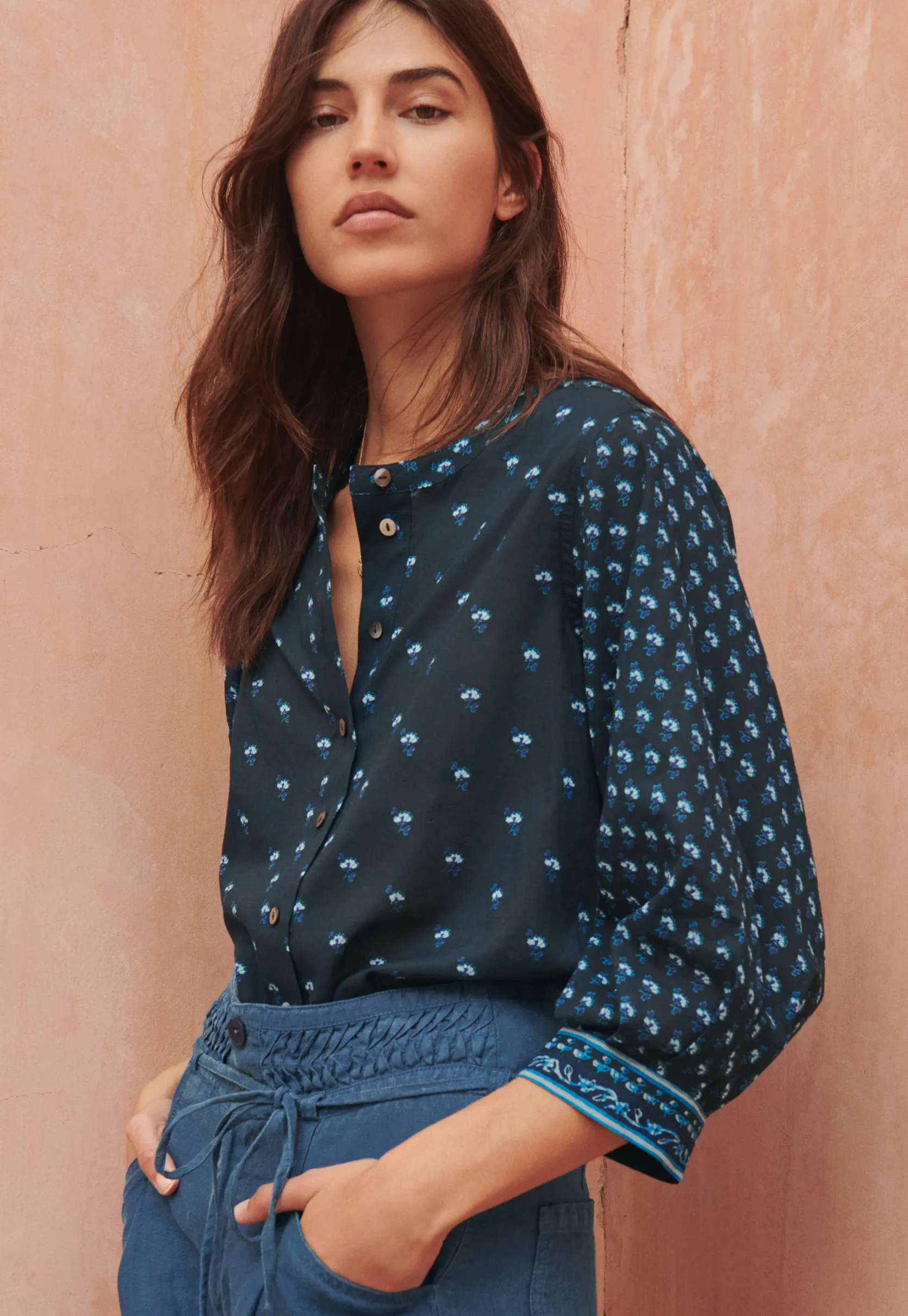 woodblockprinted_patchwor_0.webp Women Wrap London Shirts & Tops*Woodblock-Printed Patchwork Shirt