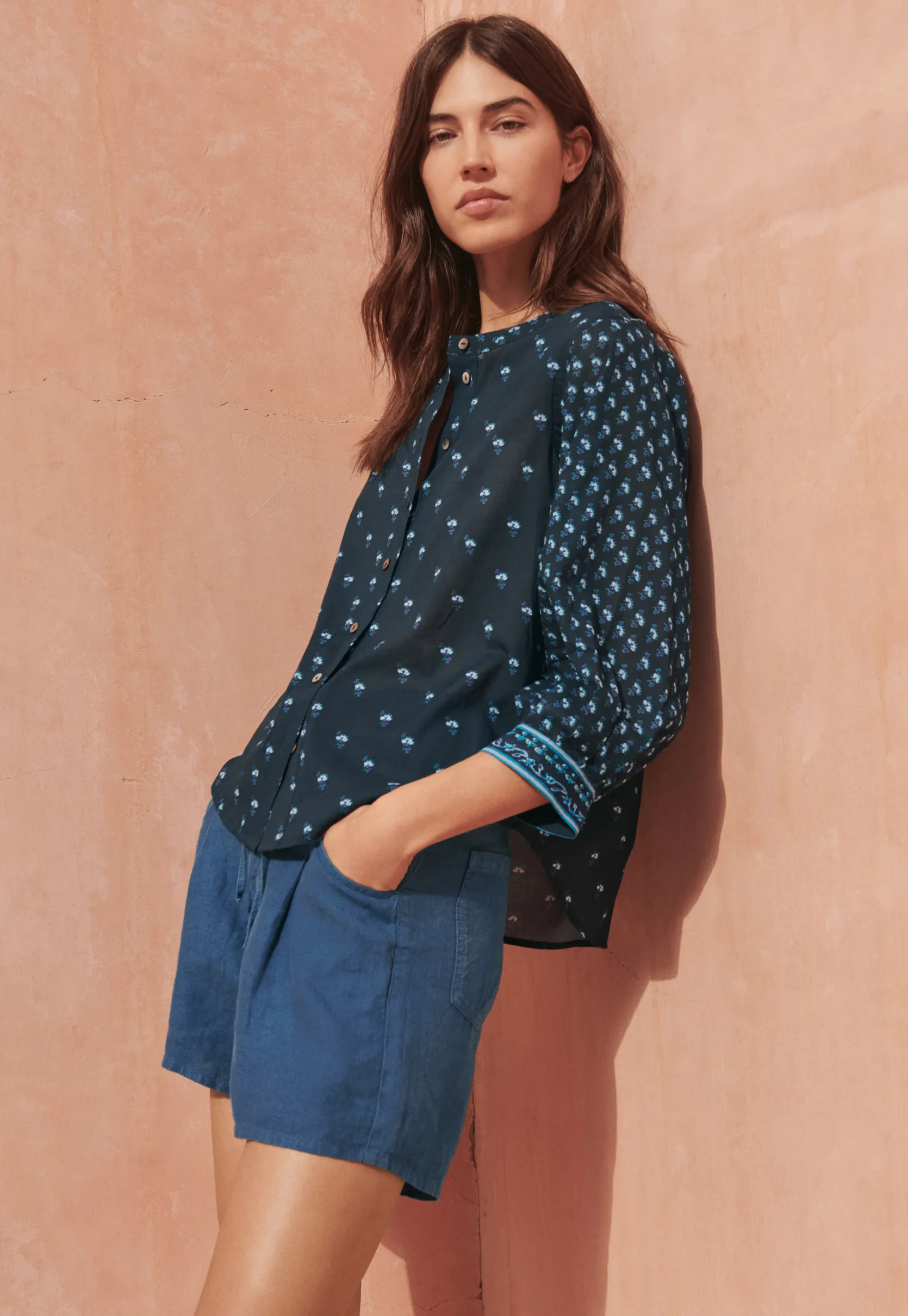 woodblockprinted_patchwor_1.webp Women Wrap London Shirts & Tops*Woodblock-Printed Patchwork Shirt